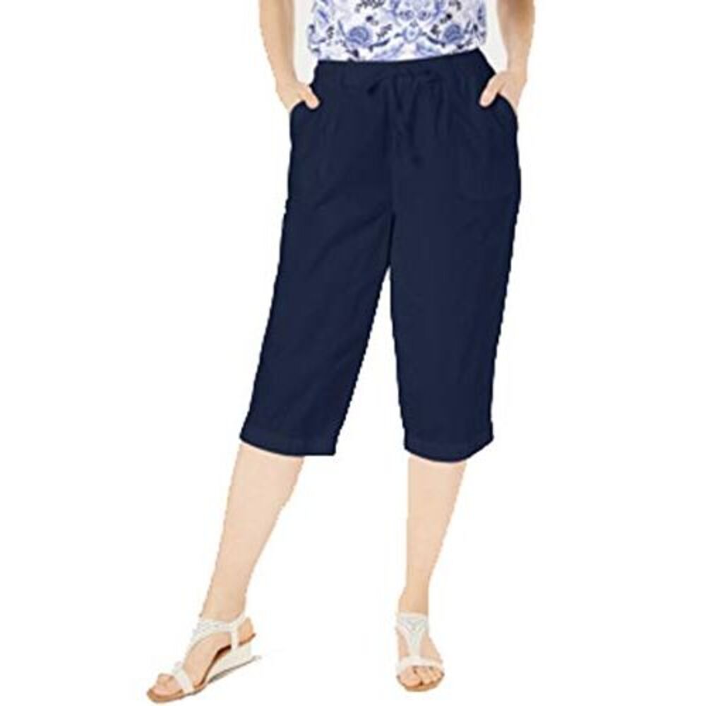 Karen Scott Cotton Cropped Pants (Intrepid Blue, S)